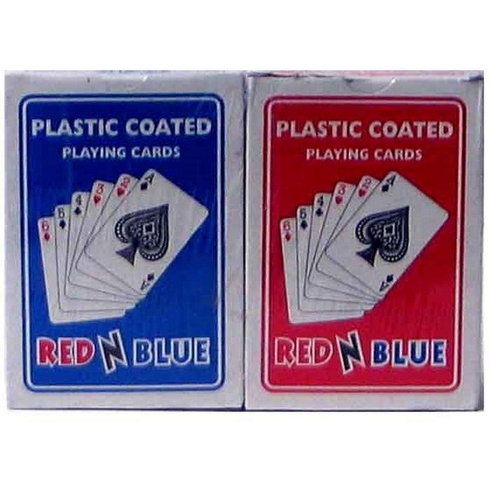 2-pk RED N BLUE Plastc coat Playing Cards