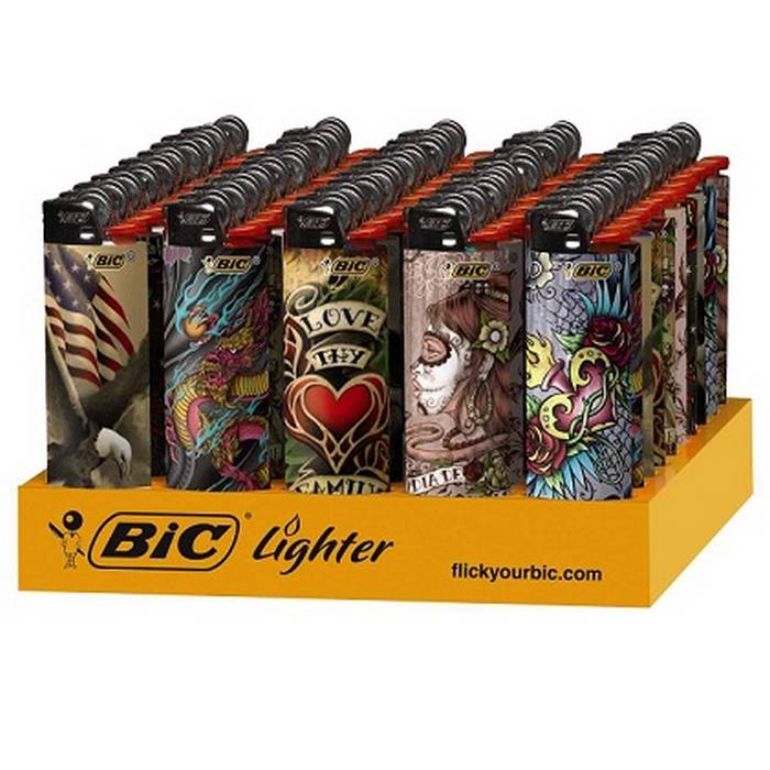 BIC TATTOO Lighters Display of 50Â