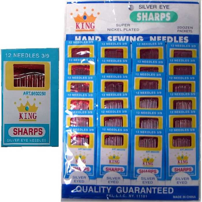 Sewing needles 12s Card of 24