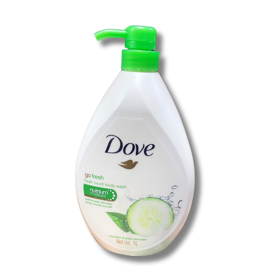 DOVE go fresh BODY WASH 33.8Oz/1Liter W/Pump Cucumber Green Tea