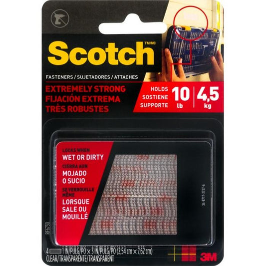 3M SCOTCH Fastener 1in X 3in 4pack Clear