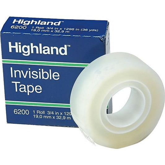 3M 6200 HIGHLAND&nbsp;Transparnt Tape 3/4x108ft