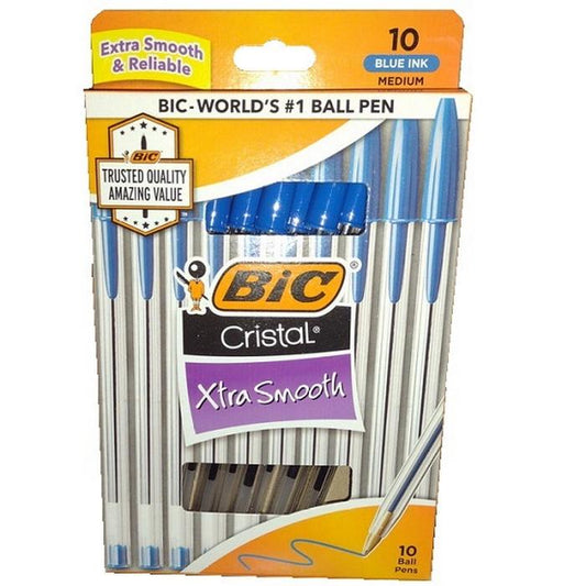 BIC CRISTAL PEN Blue Medium Box of 10