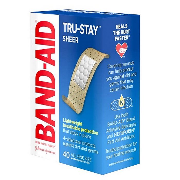 J+J BAND-AID Sheer TRU-STAY 40ct 3/4x3inch