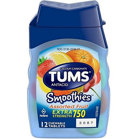 TUMS SMOOTHIES 12ct Asst Fruit Extra Strength