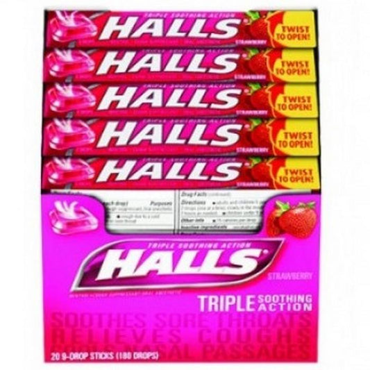 HALLS Strawberry box of 20 9ct sticks