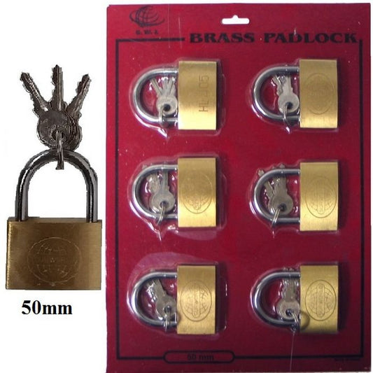 Brass Padlock 50mm Card of 6