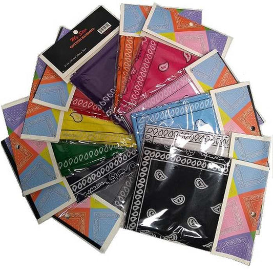 BANDANA 21.6inch Carded Asst Colors Cotton
