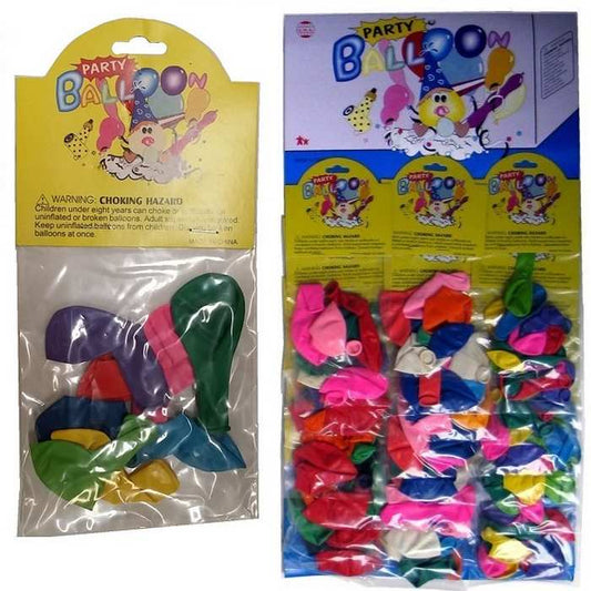 Party Balloons Card of 24 polybags asst