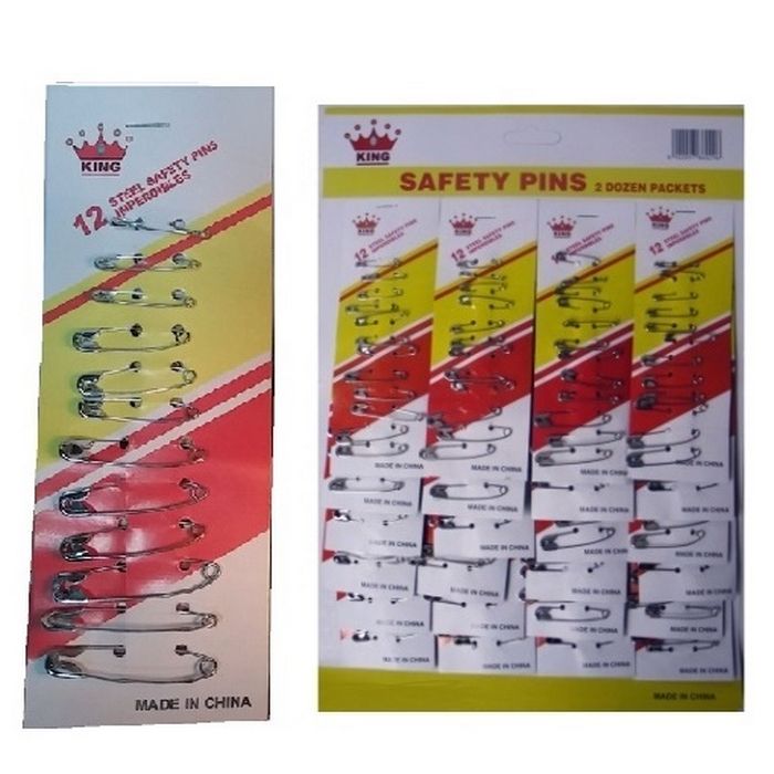 Safety pins 12s Card of 24